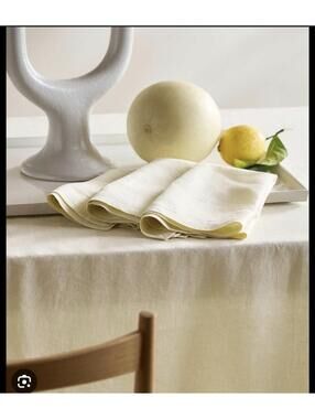 Quince Butter Yellow 70” Round Table Cloth European Linen New Sold Out